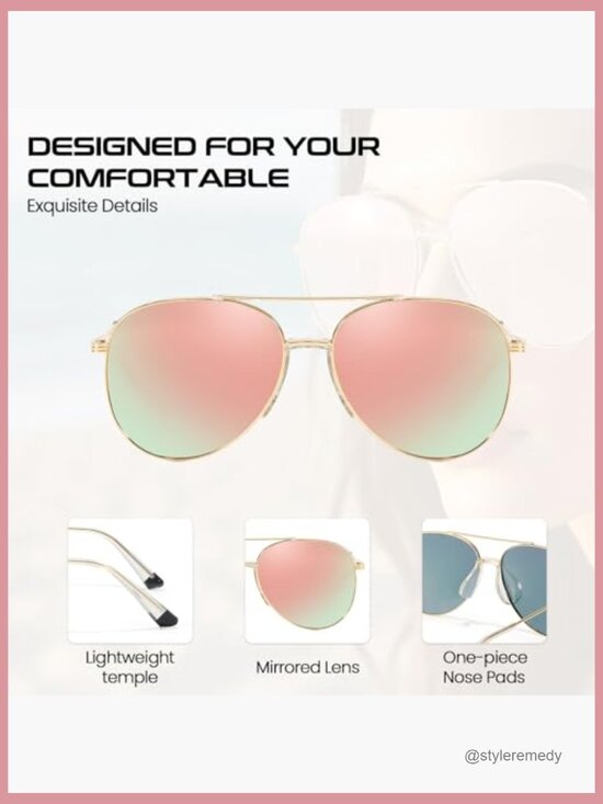 Polarized Aviator Sunglasses with Tangle-Free Design and UV Protection main image 2